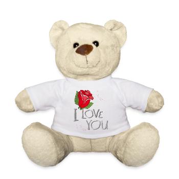 i love you Liebe Rose - Teddy - Weiß - Vorne