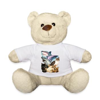 Chats Et Requins T-Shirt Graphique Cool Cats Requins - Nounours - blanc - Devant