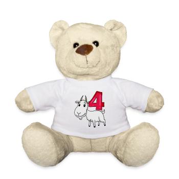 4. Geburtstag Motiv Ziege - vier Jahre alt - Teddy - Weiß - Vorne