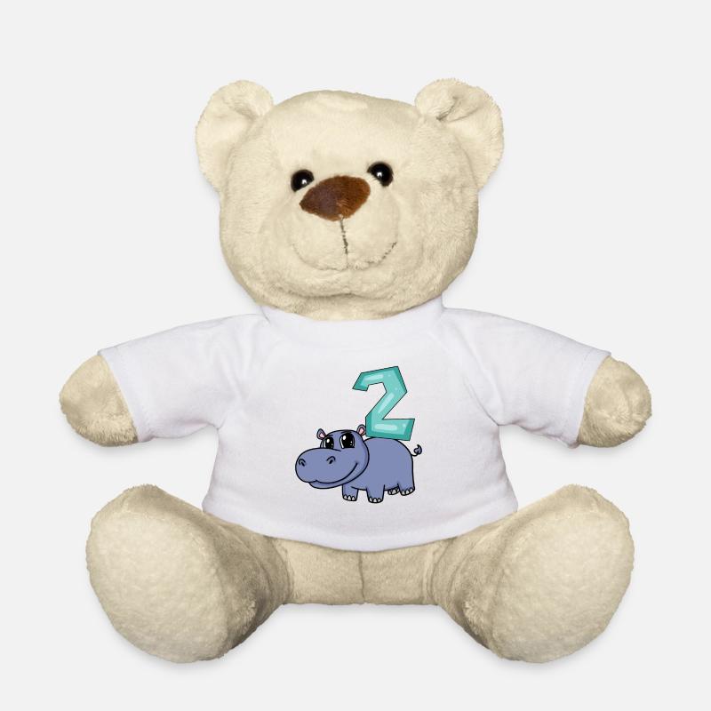 2. Geburtstag Motiv Nilpferd - zwei Jahre alt - Teddy - Weiß