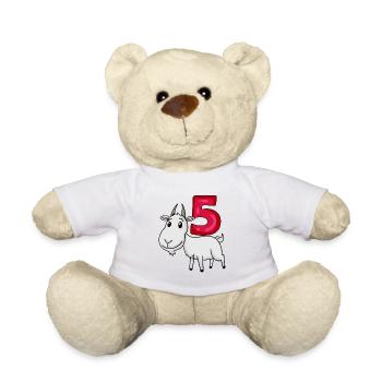 5th Birthday Motif Goat - Five Years Old - Teddy Bear - white - Front