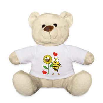 Sonnenblume Herz Biene Bienen Kind Kinder - Teddy - Weiß - Vorne