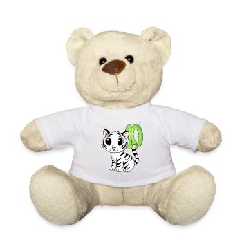 10th Birthday Motif Tiger - Ten - 10 Years - Teddy Bear - white - Front