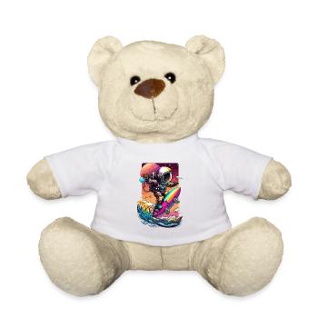 Astronaut Surfing Cosmic Waves Space Explorer - Teddy - Weiß - Vorne