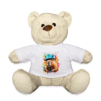 Capybara Snapback Cap Imprimé Animal Coloré - Nounours - blanc - Devant