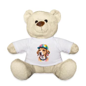 Beagle Snapback Cap Dog Funny Animal Design Print - Teddy Bear - white - Front