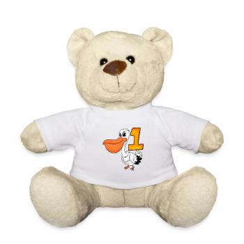 1 an - inscription à l’école - motif pélican - numéro 1 - Nounours - blanc - Devant