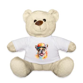 Casquette Bouledogue Français Snapback Frenchie Dog - Nounours - blanc - Devant