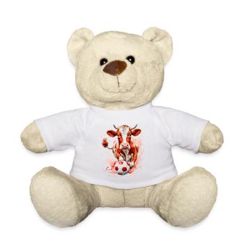 Kuh Fußball Bunt Schweiz Tier Design Print - Teddy - Weiß - Vorne