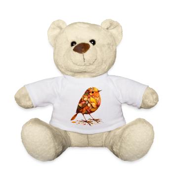 Ein Vogel ,gestaltet aus verschiedenen Blättern - Teddy - Weiß - Vorne