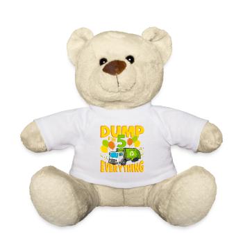 5 Years Old Boy 5th Birthday Gift Garbage Truck - Teddy - Weiß - Vorne