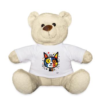 Colorful Abstract Artistic Cats Portrait - Teddy Bear - white - Front