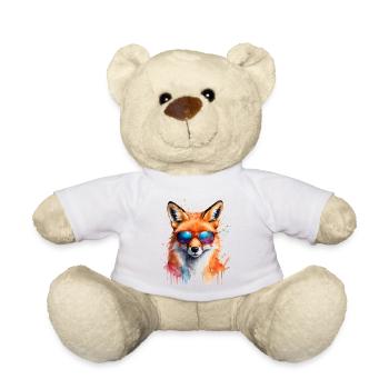 Fuchs Sonnenbrille Bunt Tier Design Print - Teddy - Weiß - Vorne