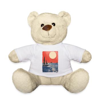 Sonnenuntergang und Segelboot im Ozean - Teddy - Weiß - Vorne