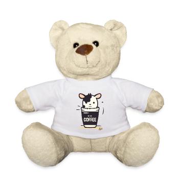 Cute Little Coffee Cow - Teddy Bear - white - Front