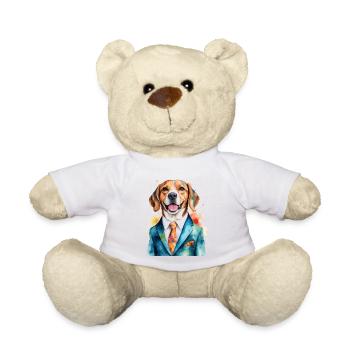 Beagle Anzug Hund Bunt Lustig Tier Design Print - Teddy - Weiß - Vorne