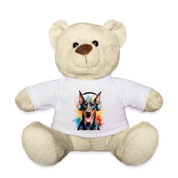 Dobermann Kopfhörer Hund Lustig Tier Design Print - Teddy - Weiß - Vorne