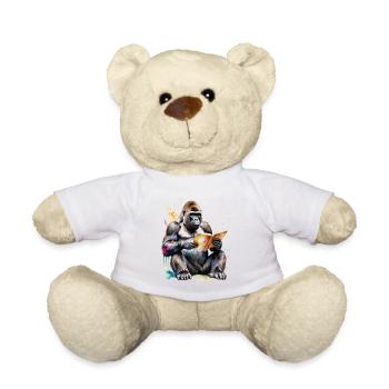 Gorilla Lesen Buch Affe Bunt Tier Design Print - Teddy - Weiß - Vorne