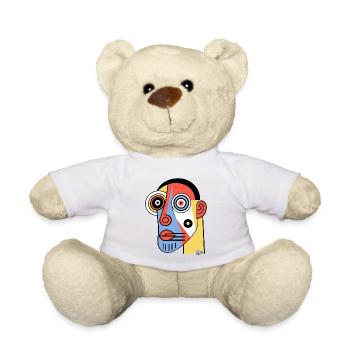 Abstract Cubism Art of a Caveman - Teddy Bear - white - Front