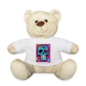 Tout simplement cool : crâne pop art avec une touche d’originalité - Nounours - blanc - Devant