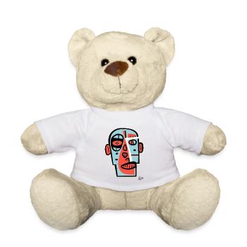 Abstrakte Kubismus Kunst: Ein Gesicht Portrait - Teddy - Weiß - Vorne