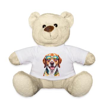 Beagle Sunglasses Dog Funny Animal Design Print - Teddy Bear - white - Front