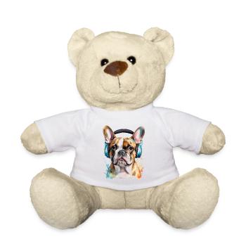 Casque Bouledogue Français Frenchie Dog - Nounours - blanc - Devant