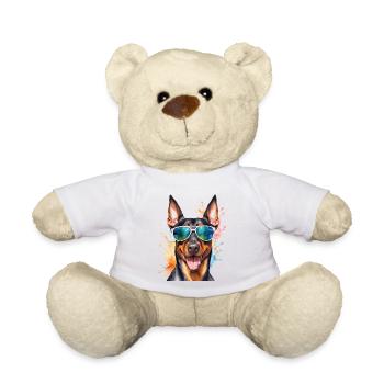 Dobermann Sonnenbrille Hund Lustig Design Print - Teddy - Weiß - Vorne