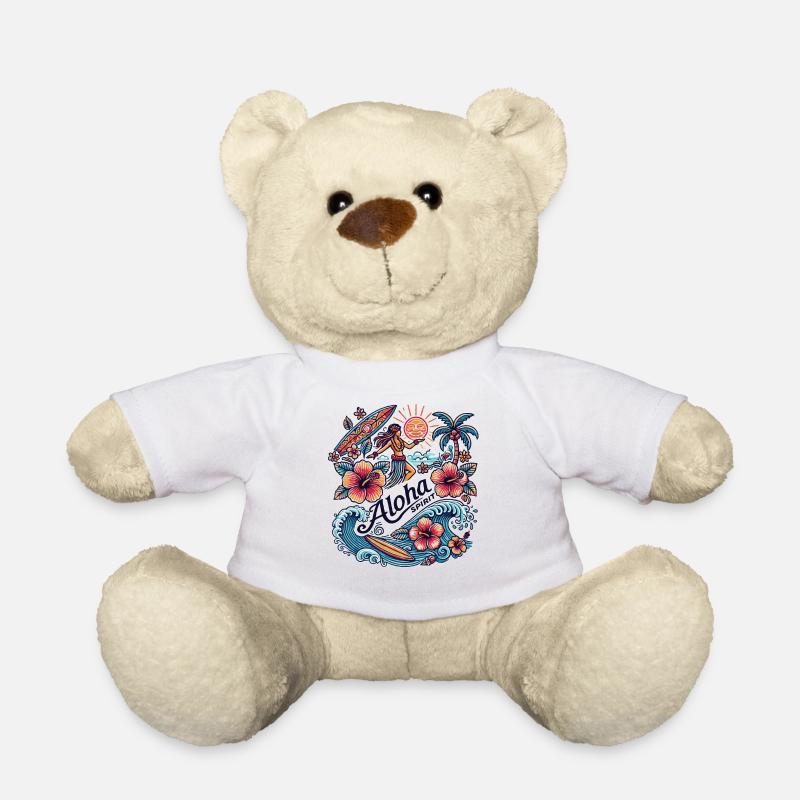 Aloha Spirit - Tropisches Hula & Surf Design - Teddy - Weiß
