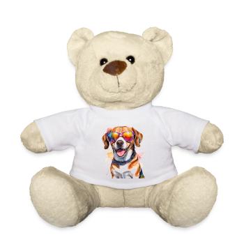 Beagle Sonnenbrille Hund Lustig Tier Design Print - Teddy - Weiß - Vorne
