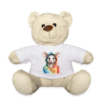 Sweat à capuche Opossum Imprimé Animal Coloré - Nounours - blanc - Devant