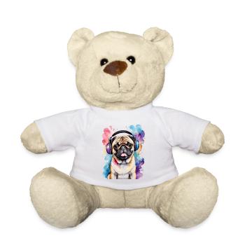 Carlin Casque Chien Coloré Drôle Animal Design Imprimer - Nounours - blanc - Devant