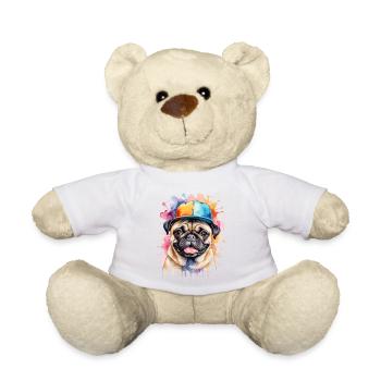 Carlin Snapback Cap Chien Coloré Drôle Design Imprimer - Nounours - blanc - Devant