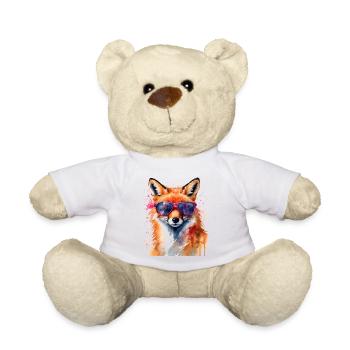 Fuchs Sonnenbrille Bunt Tier Design Print - Teddy - Weiß - Vorne