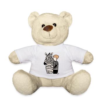 Boy with zebra - Teddy Bear - white - Front