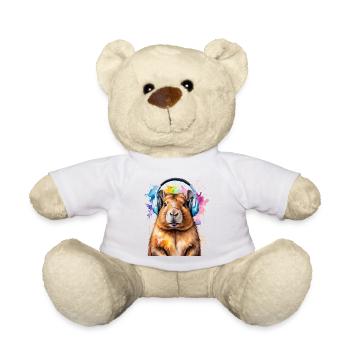 Capybara Kopfhörer Capy Bunt Tier Design Print - Teddy - Weiß - Vorne