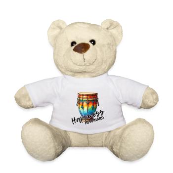 Happiness Hits Hard - Aztec Style Drum - Teddy Bear - white - Front