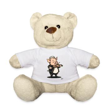 classical music and a pig with violin - Teddy Bear - white - Front