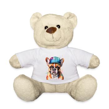 Casquette Bouledogue Français Snapback Frenchie Dog - Nounours - blanc - Devant