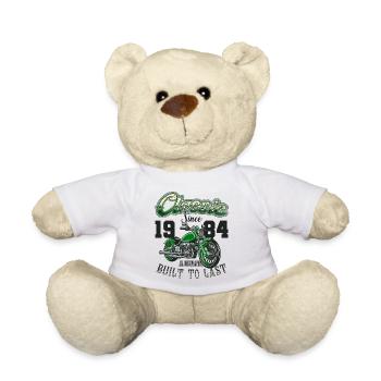 Moto Motard Moto Anniversaire Né En 1984 - Nounours - blanc - Devant