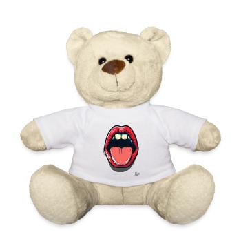 Mouth and tongue: kisses and kisses - Teddy Bear - white - Front