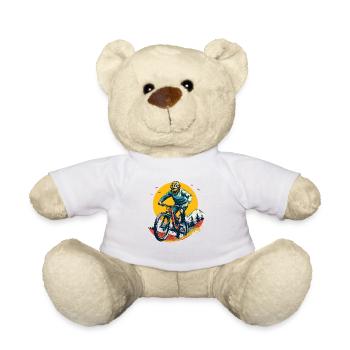 Mountainbiking Illustration - Teddy - Weiß - Vorne
