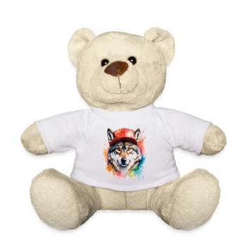 Casquette Wolf Snapback Imprimé de design animal coloré - Nounours - blanc - Devant