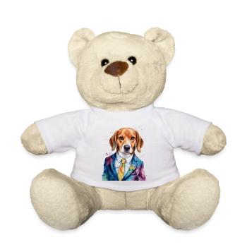 Beagle Anzug Hund Bunt Lustig Tier Design Print - Teddy - Weiß - Vorne