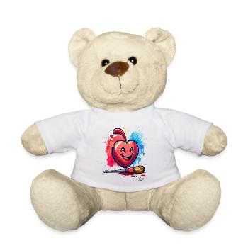 Un pinceau, un sourire et un cœur pour l’art - Nounours - blanc - Devant