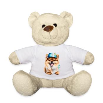 Loulou de Poméranie Casquette Snapback Chien Imprimé - Nounours - blanc - Devant
