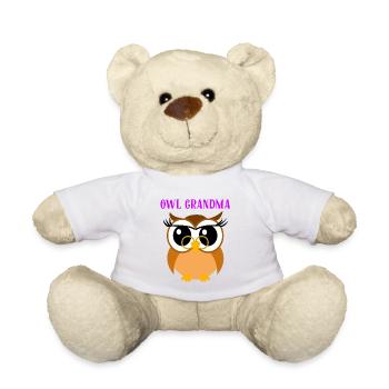Owl Grandma Hoot Nocturnal Predator Bird Lover Fun - Teddy Bear - white - Front