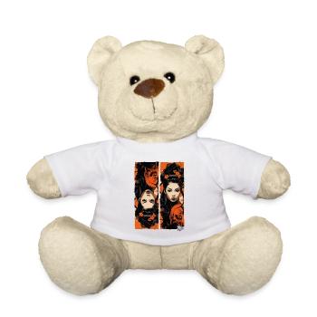 Geishas non conventionnelles en orange et noir - Nounours - blanc - Devant