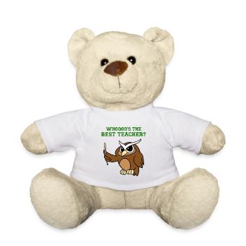 Whoooo's The Best Teacher Funny Owl Hoot Lover Pun - Teddy Bear - white - Front