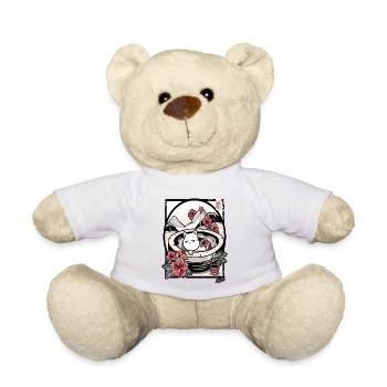 Fleurs japonaises et bain de chat - Nounours - blanc - Devant